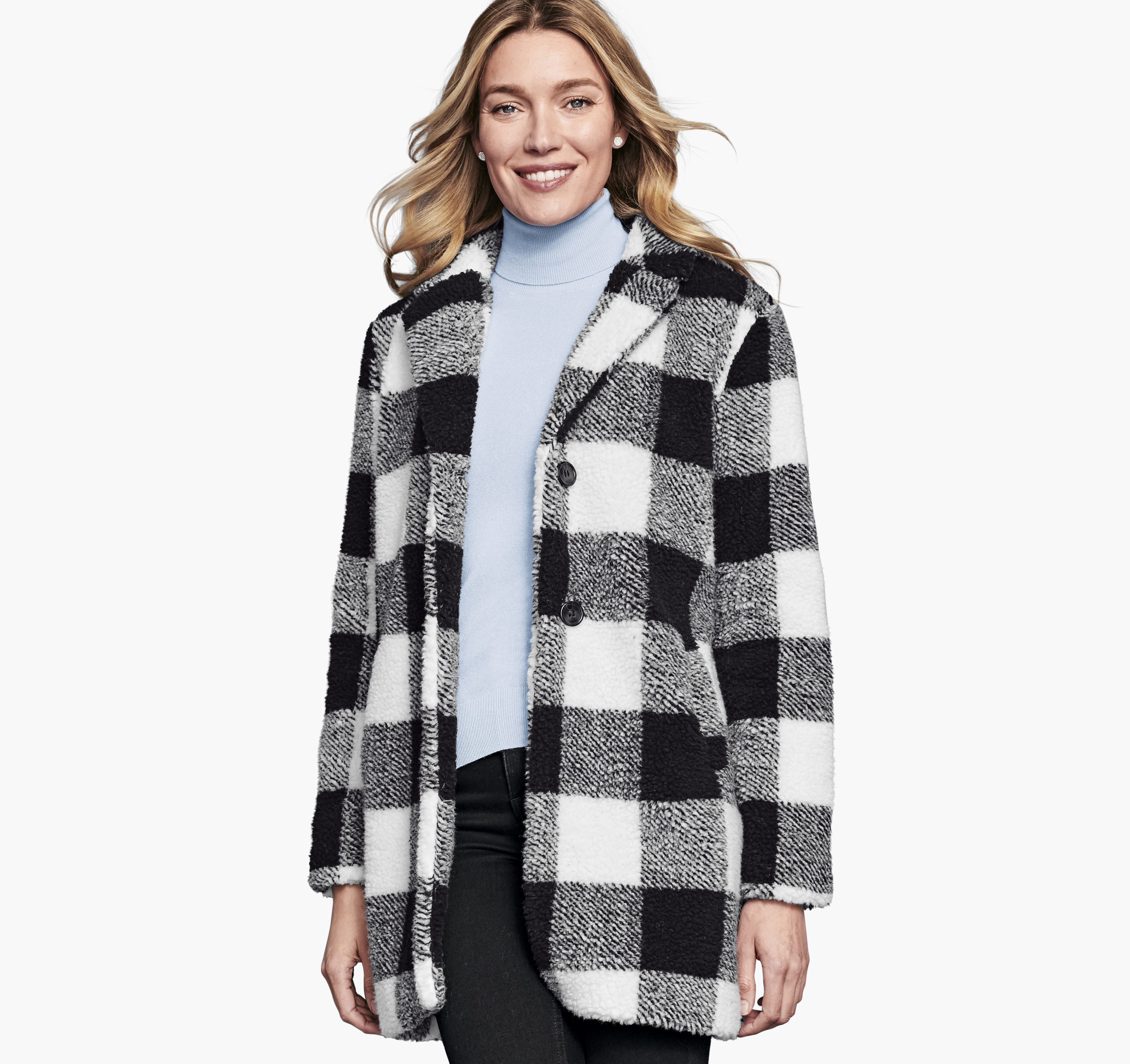 plaid teddy coat