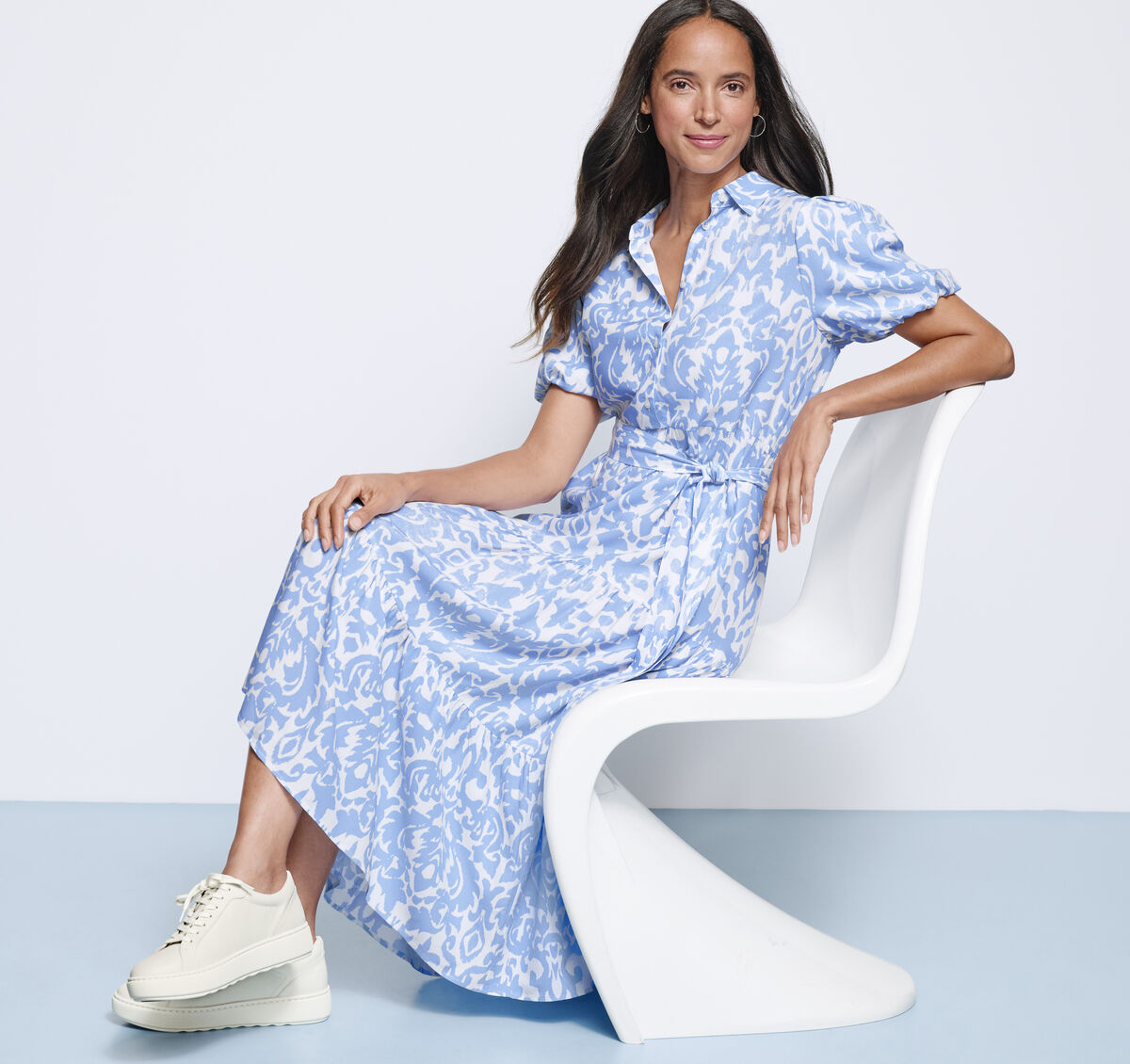 Tie-Waist Print Dress image number null