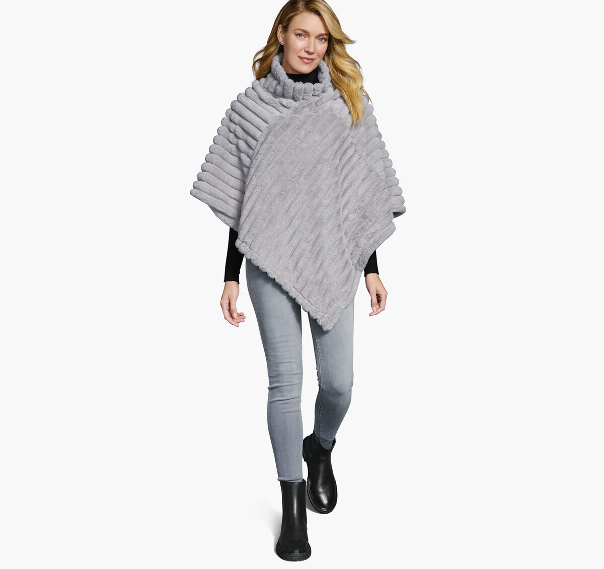 Reversible Faux-Fur Poncho image number null