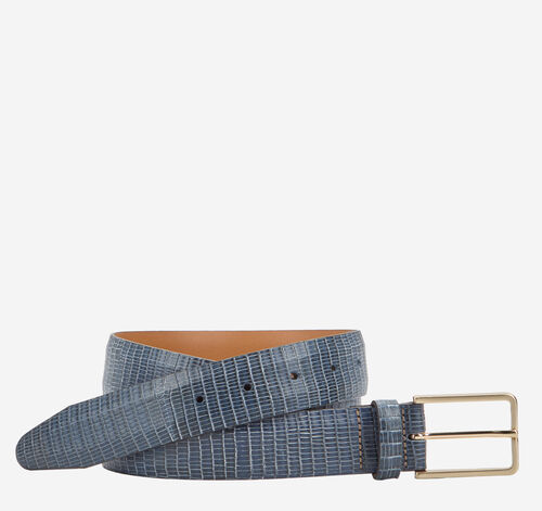 Washed-Croc Embossed Belt - Navy