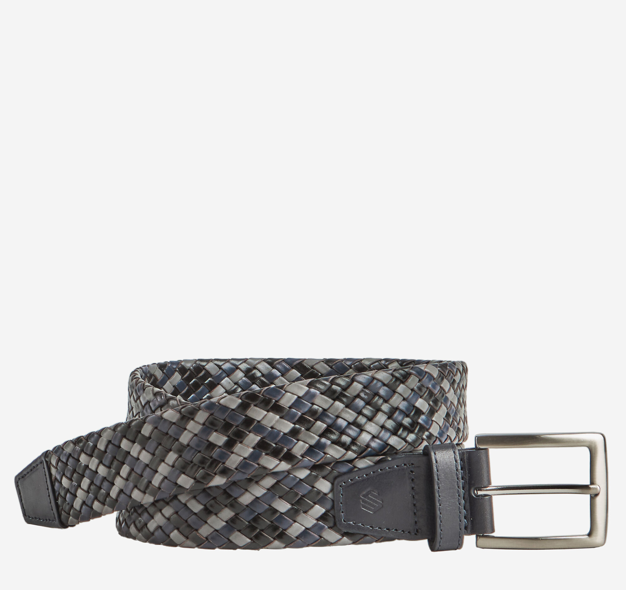 Men's Leather Woven Belt in Navy Multi | Johnston & Murphy