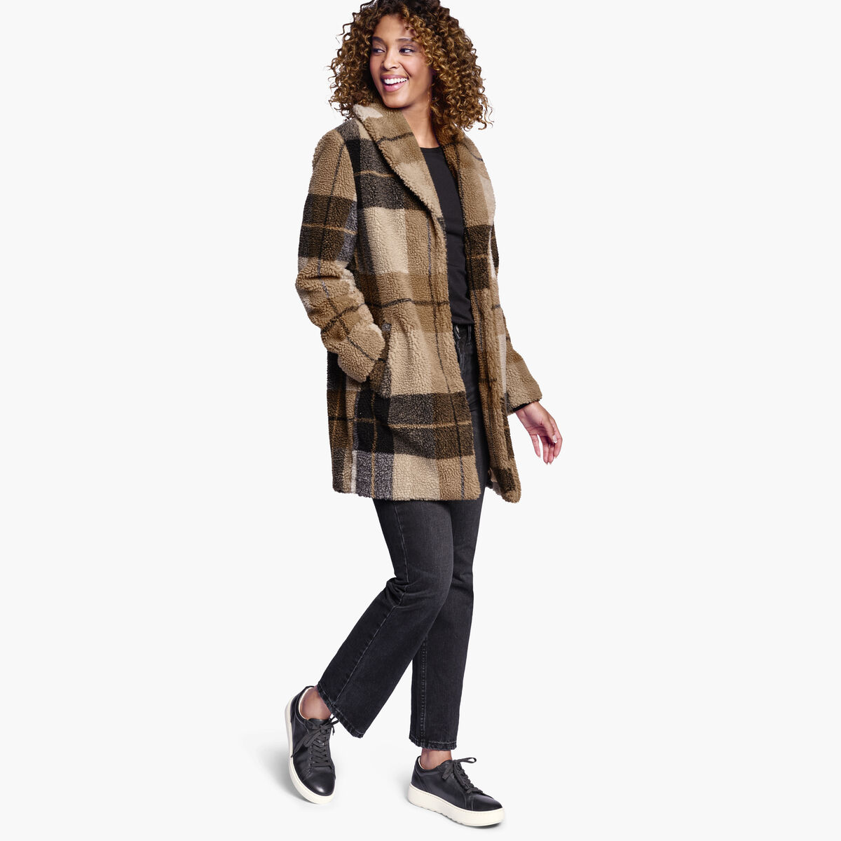 Plaid Teddy Coat image number null