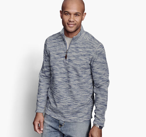 Reversible Space-Dyed Quarter-Zip - Blue/Gray Heather
