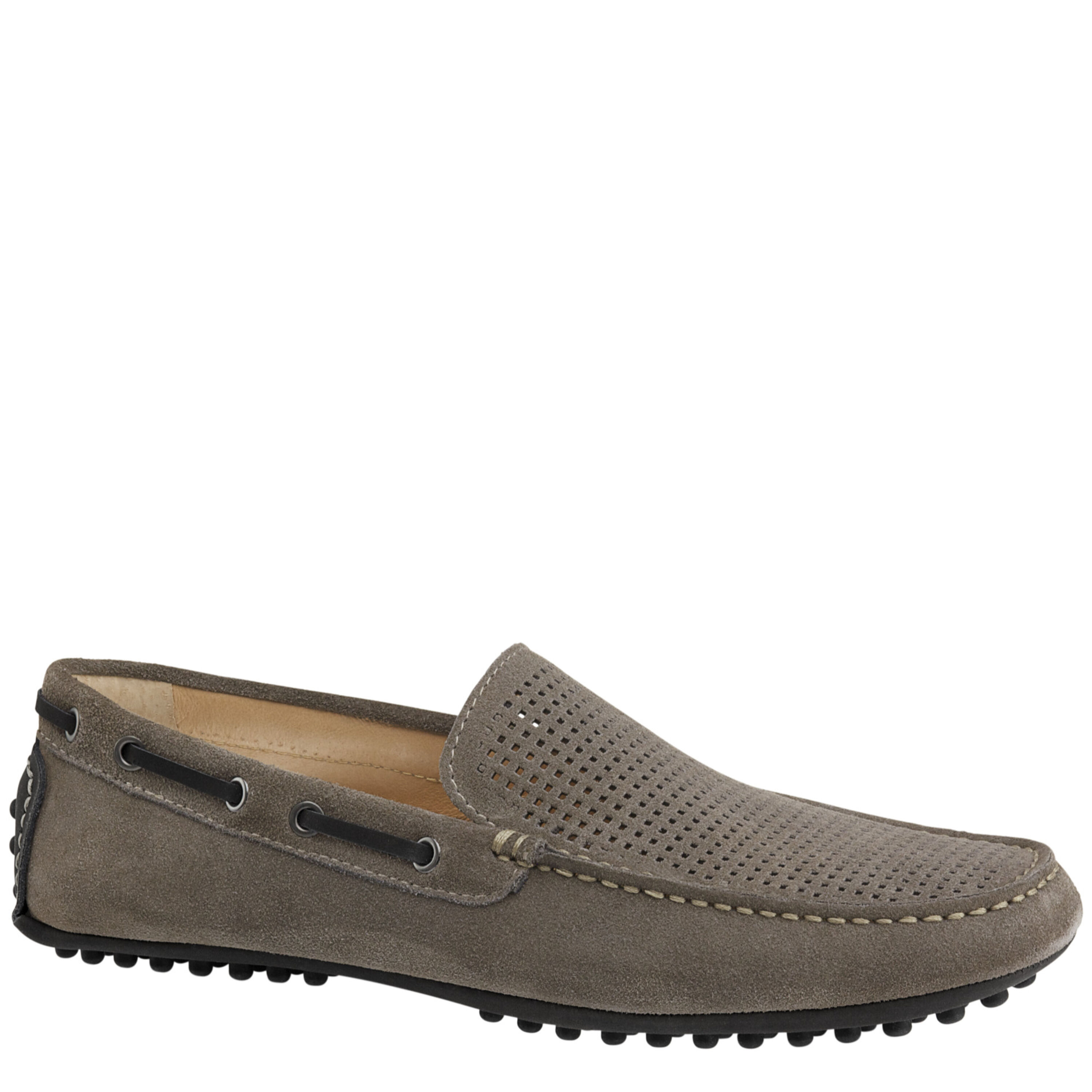 johnston & murphy, sullivan perforated drivers suede loafers, navy, mens 11.5 Johnston & Murphy Anders Perfed U-Throat Navy Full Grain  main image 2
