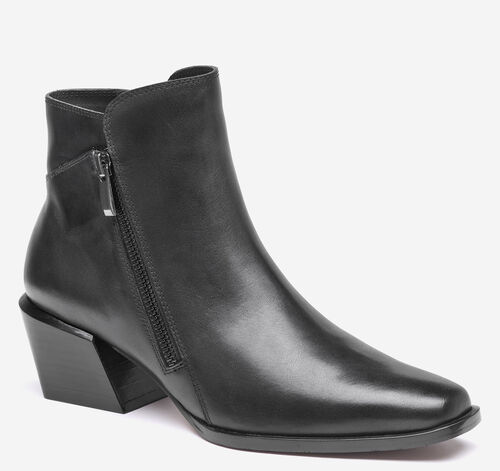 Kalista Double-Zip Bootie - Black Calfskin