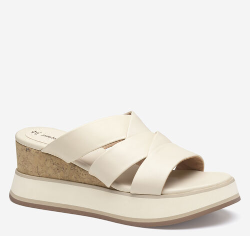 Colleen Triple-Band Slide - Bone Nappa Leather