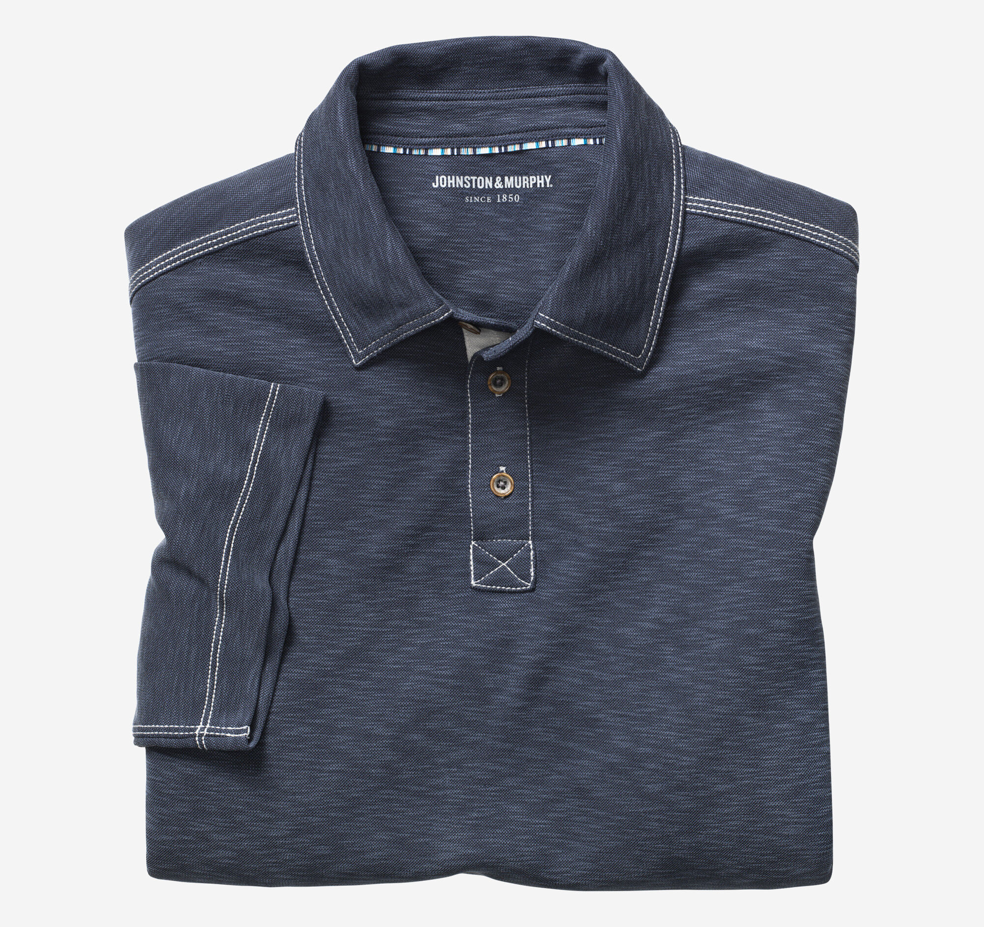 Men's Vintage Slub Polo in Navy | Johnston & Murphy