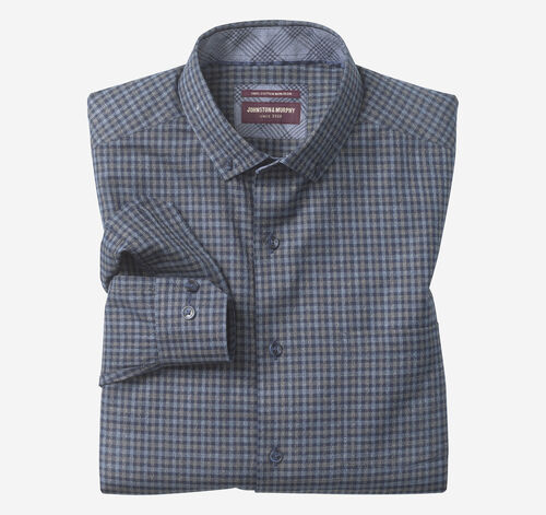 Ovation Non-Iron Dress Shirt - Navy Jaspe Dual Grid