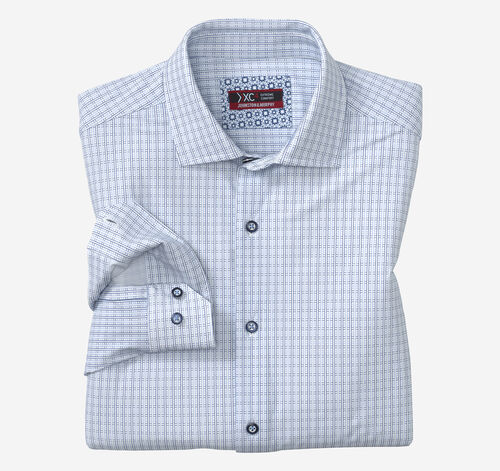 XC4® Motion Long-Sleeve Dress Knit Shirt - White/Navy Grid