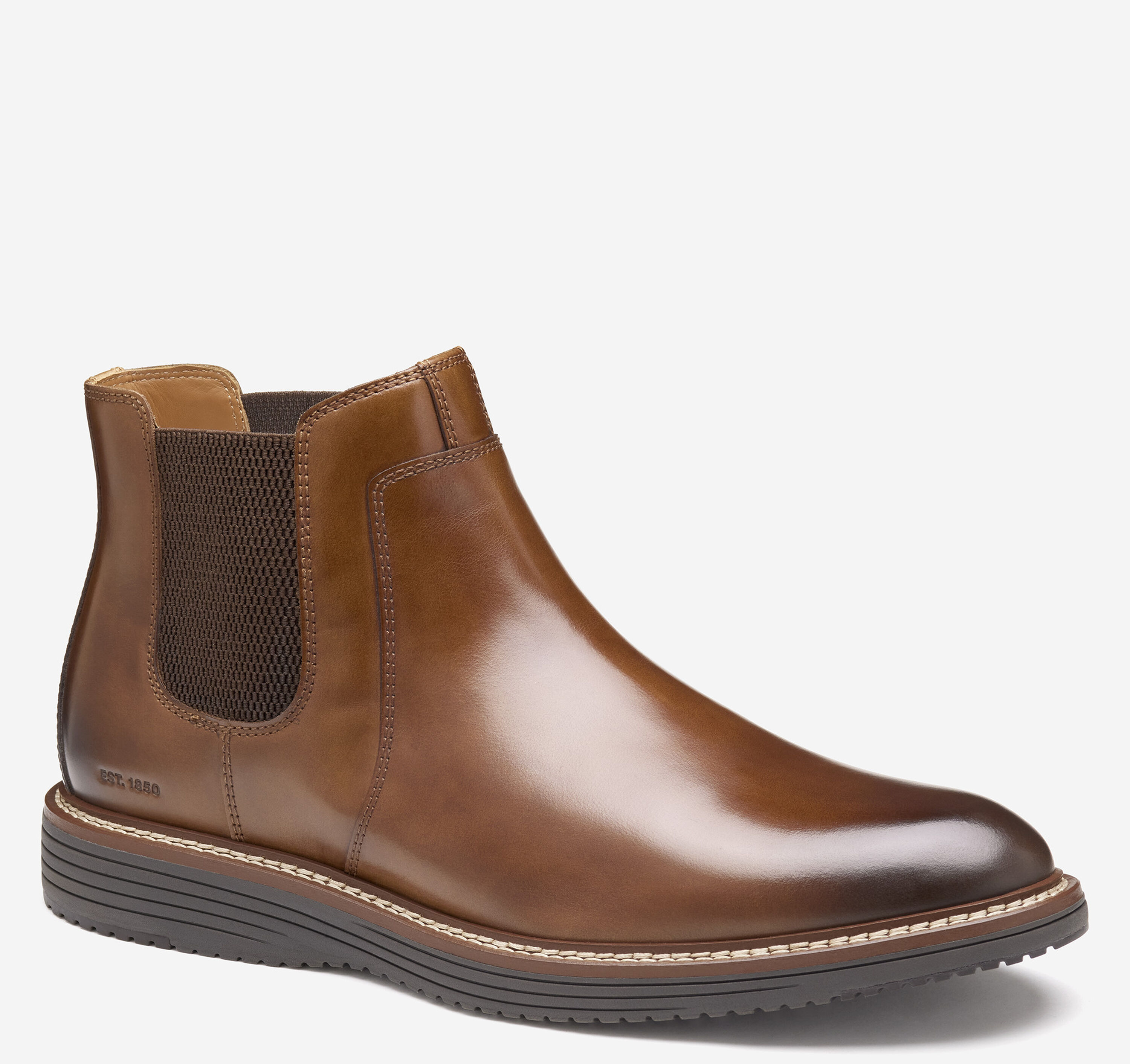 Johnston & Murphy Mens 20-4412 Brown Boots (NWT) Johnston & Murphy Hartford Chelsea Boot Dark Brown Waxed  main image 2