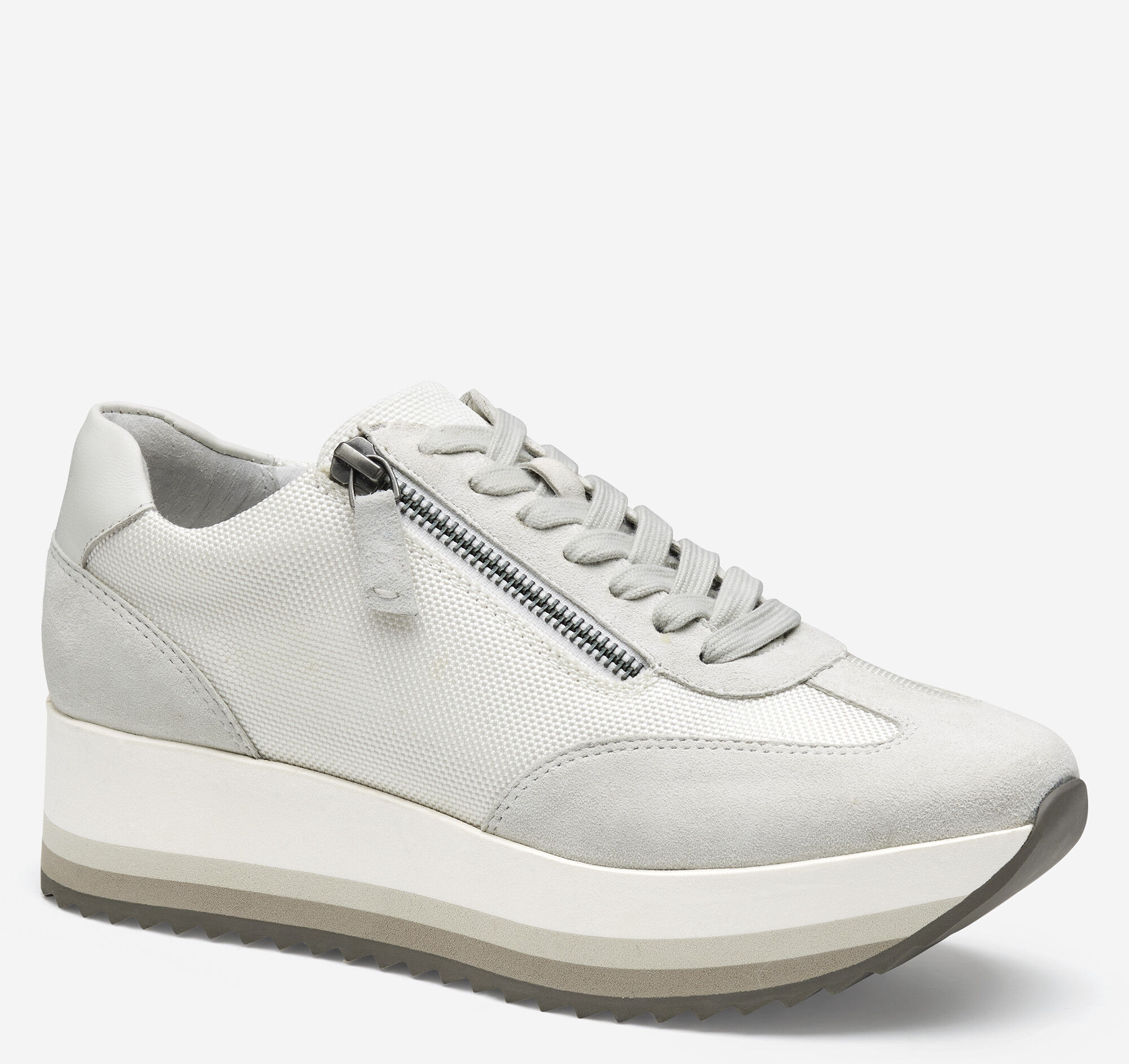 (取寄) ジョンストン&マーフィー レディース グレイシー サイド-ジップ Johnston & Murphy women Johnston & Murphy Gracie Side-Zip White Nylon Suede Women's Gracie Side-Zip Lace Up in White Nylon/Kid Suede
