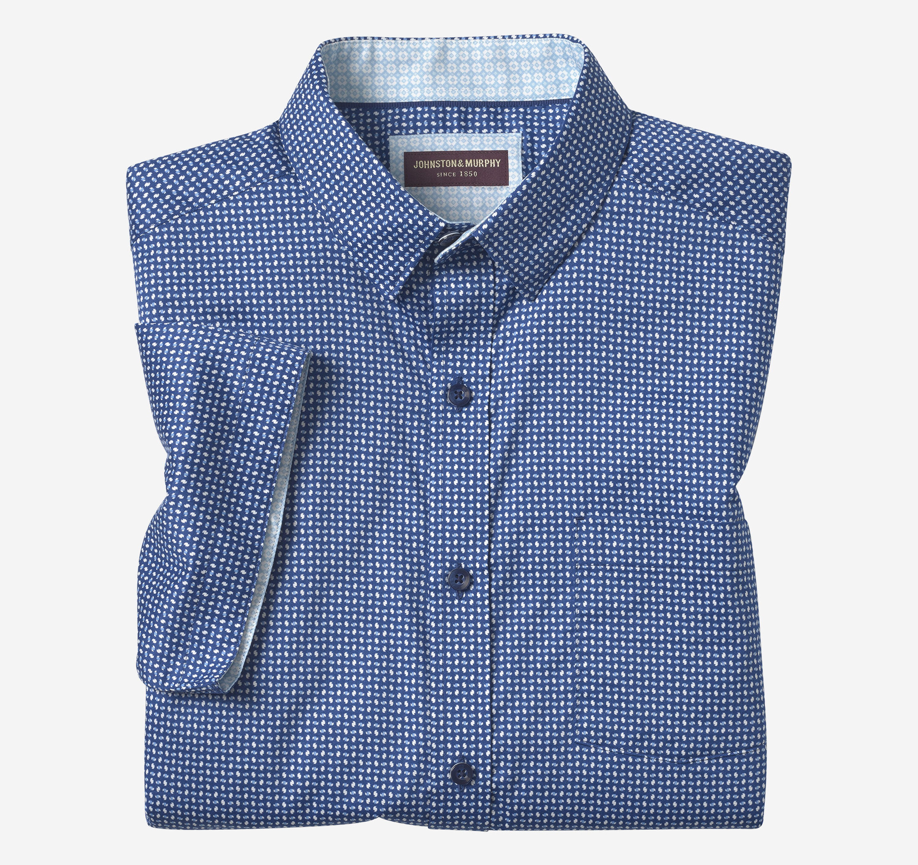 Johnston & Murphy Short Sleeve Swirl Print Shirt Men's Jacket : SM
