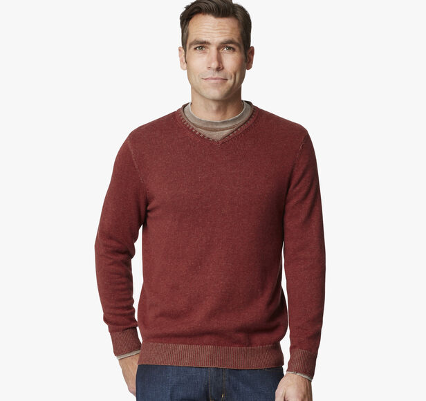 Plaited V-Neck Sweater | Johnston & Murphy