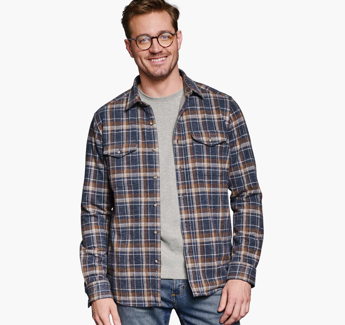 Brushed Button-Front Knit Shirt image number null