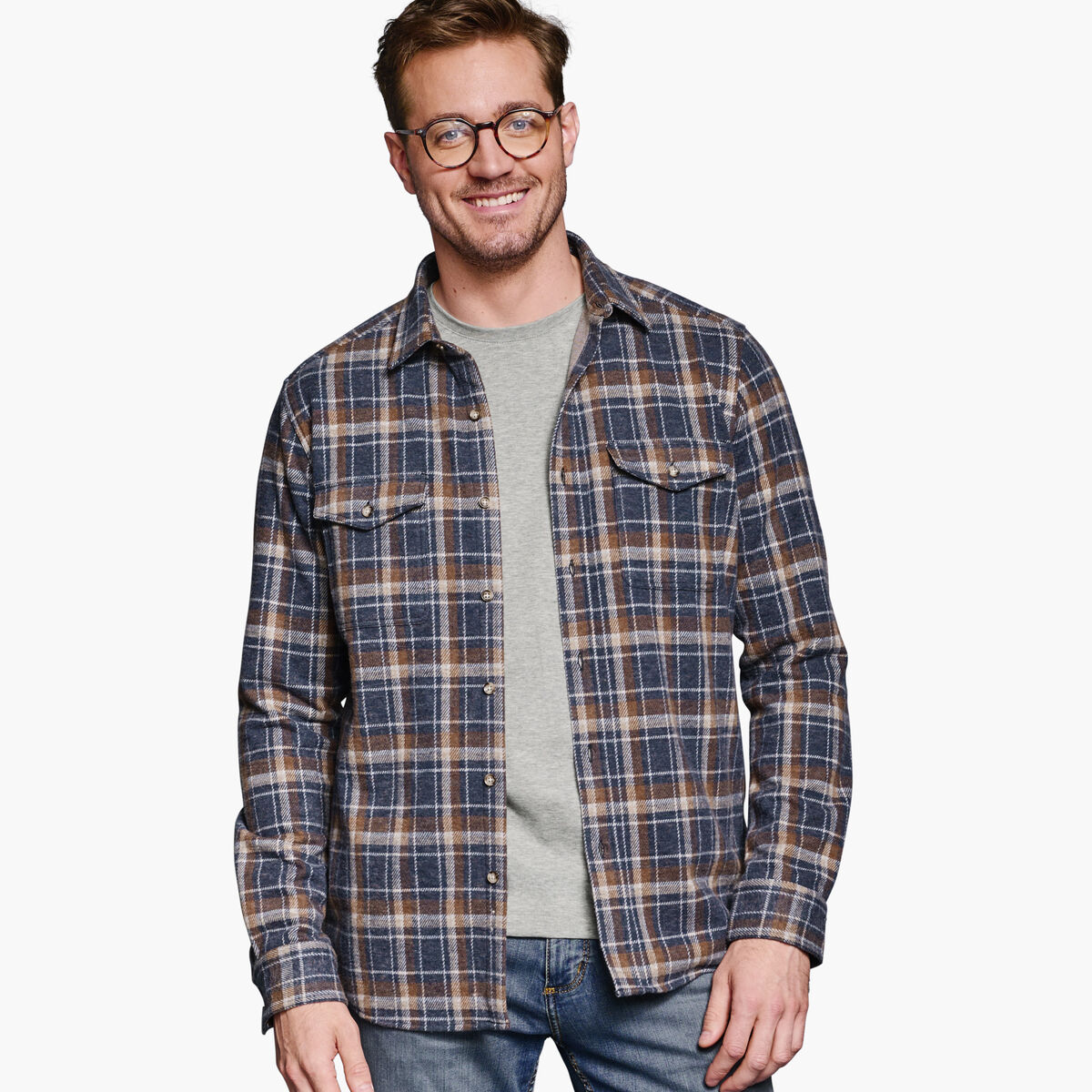 Brushed Button-Front Knit Shirt image number null