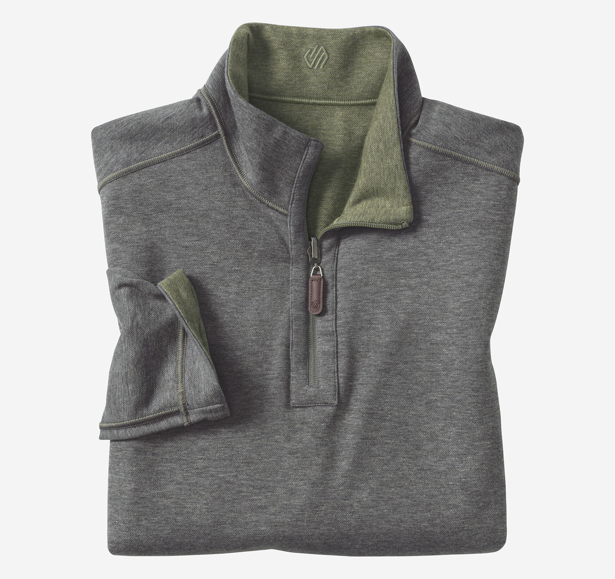 Men's Icon Reversible Solid Quarter-Zip in Olive/Charcoal