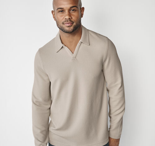 Sedona Long-Sleeve V-Neck Polo - Stone