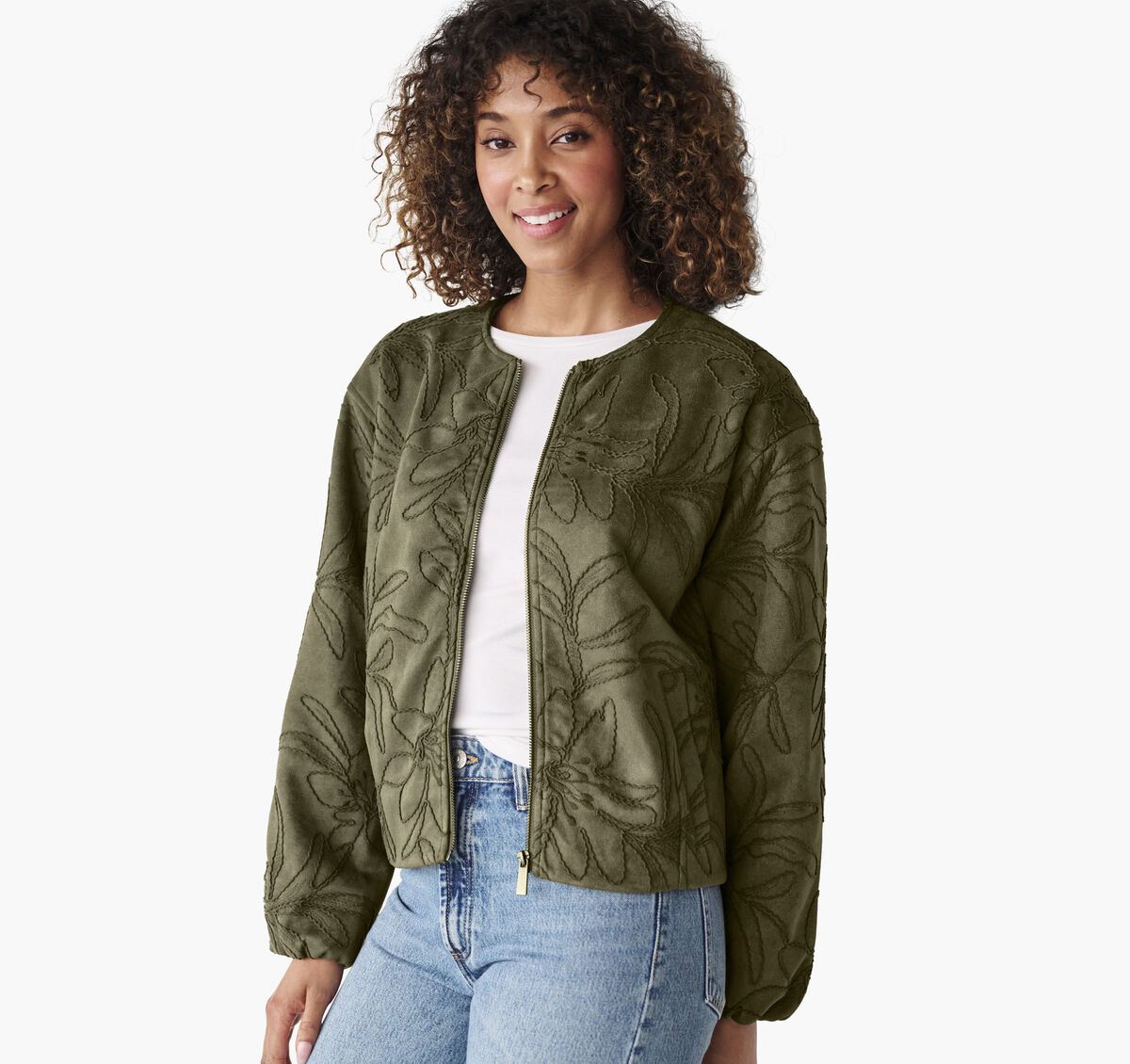 Faux-Suede Embroidered Jacket image number null
