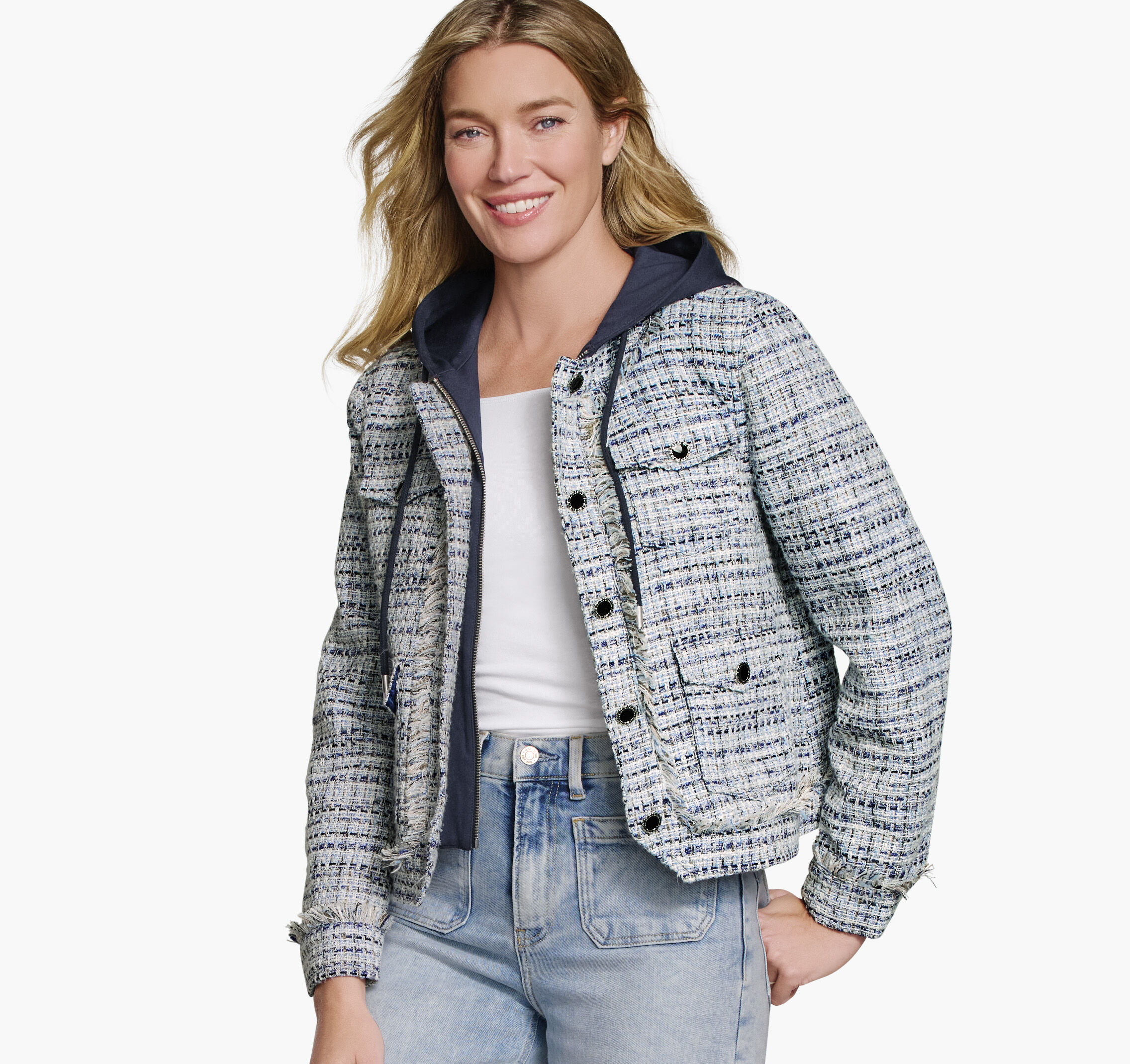 Women's Tweed Jacket with Removable Hooded Bib | Johnston & Murphy