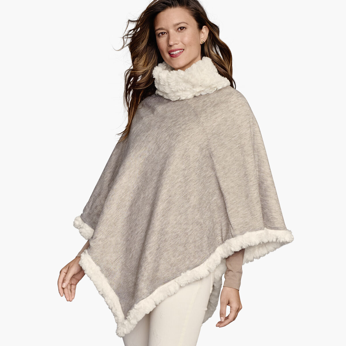 Reversible Faux-Fur Poncho image number null