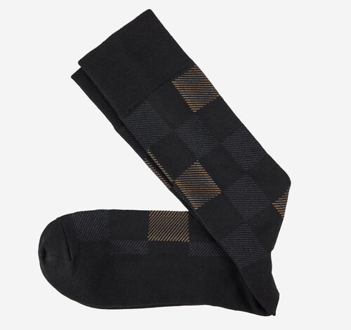 Patterned Dress Socks - Black Checkered
