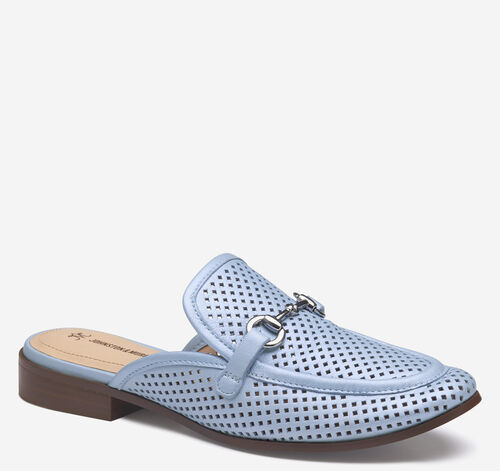 Ali Perfed Bit Mule - Light Blue Pearlized Glove Leather
