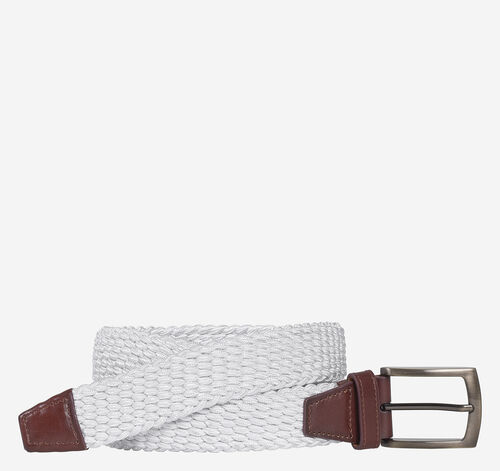 Woven Stretch-Knit Belt - White