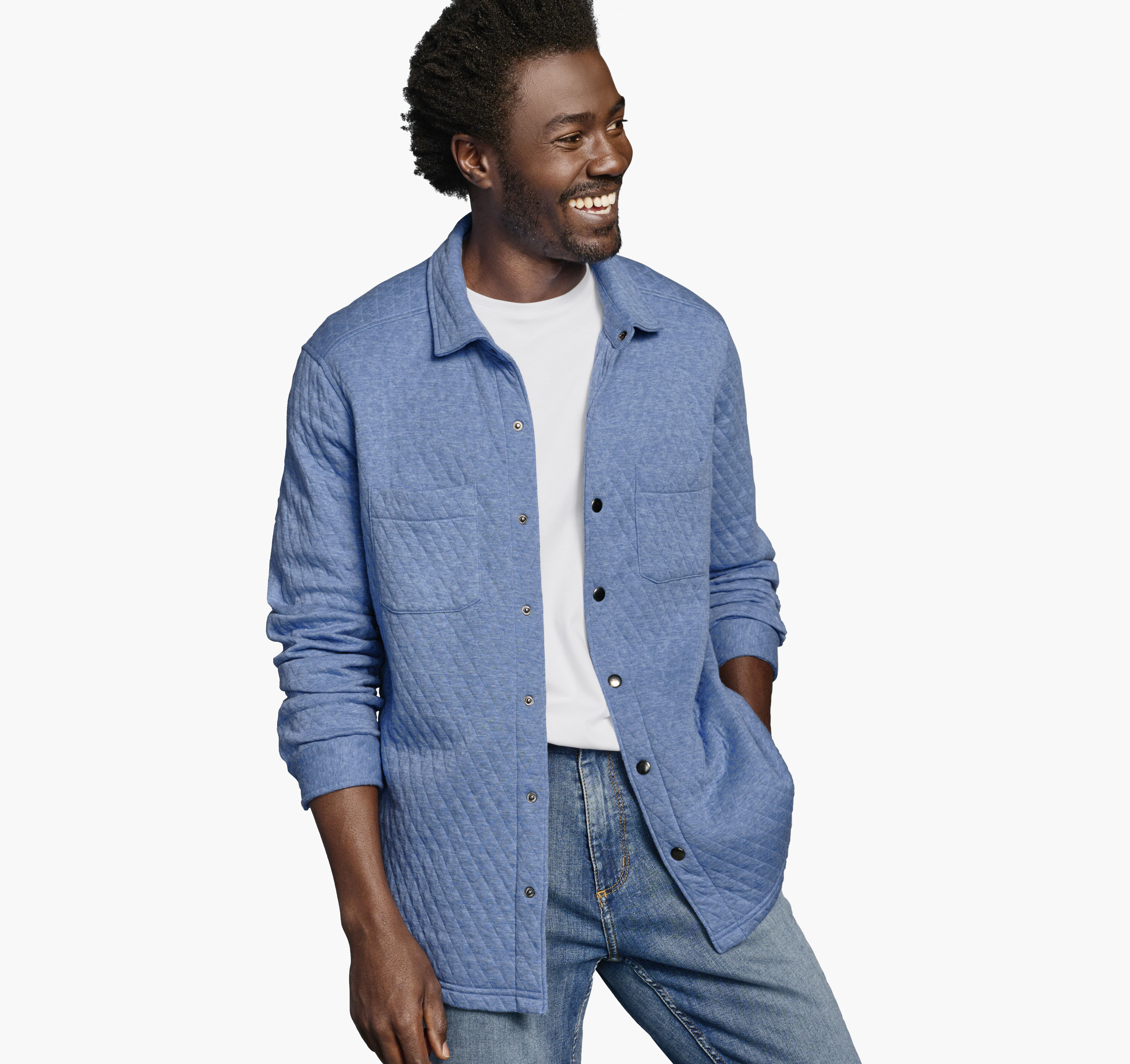 Quilted Snap-Front Knit