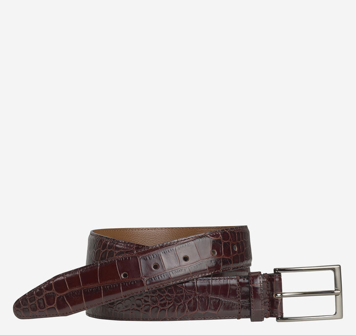 Johnston & Murphy Croc-Embossed Leather Belt. 1