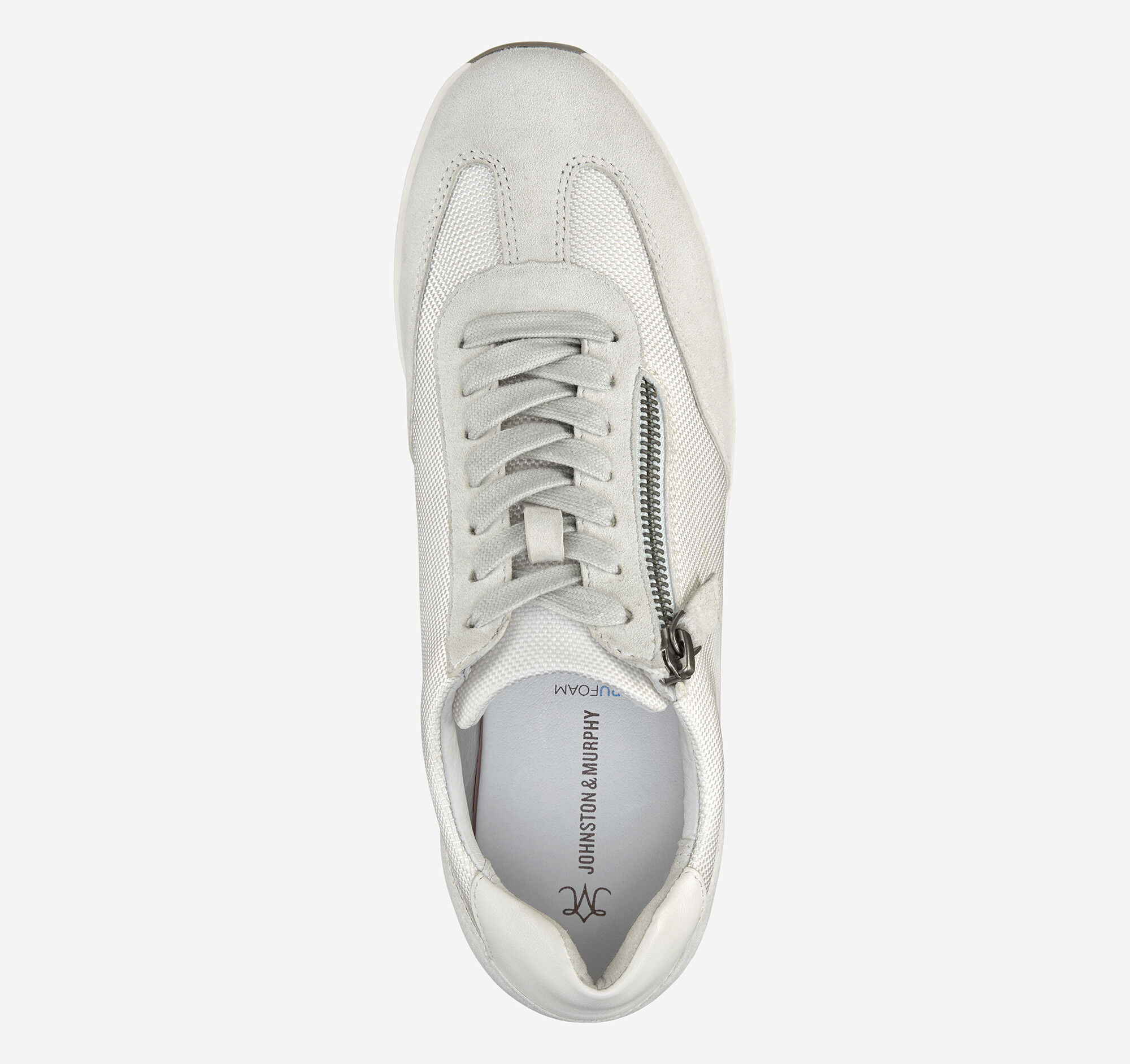 Women's Gracie Side-Zip Lace Up in White Nylon/Kid Suede