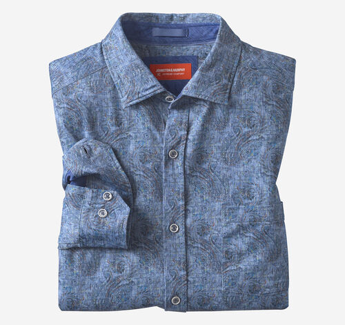 XC+&trade; Motion Long-Sleeve Print Knit Shirt - Blue/Navy Paisley