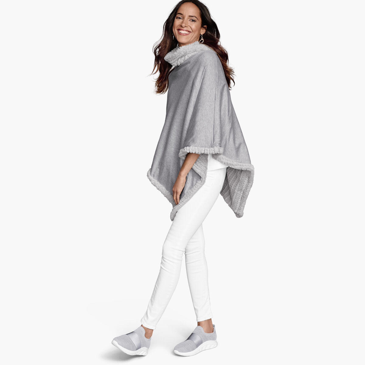 Reversible Faux-Fur Poncho image number null