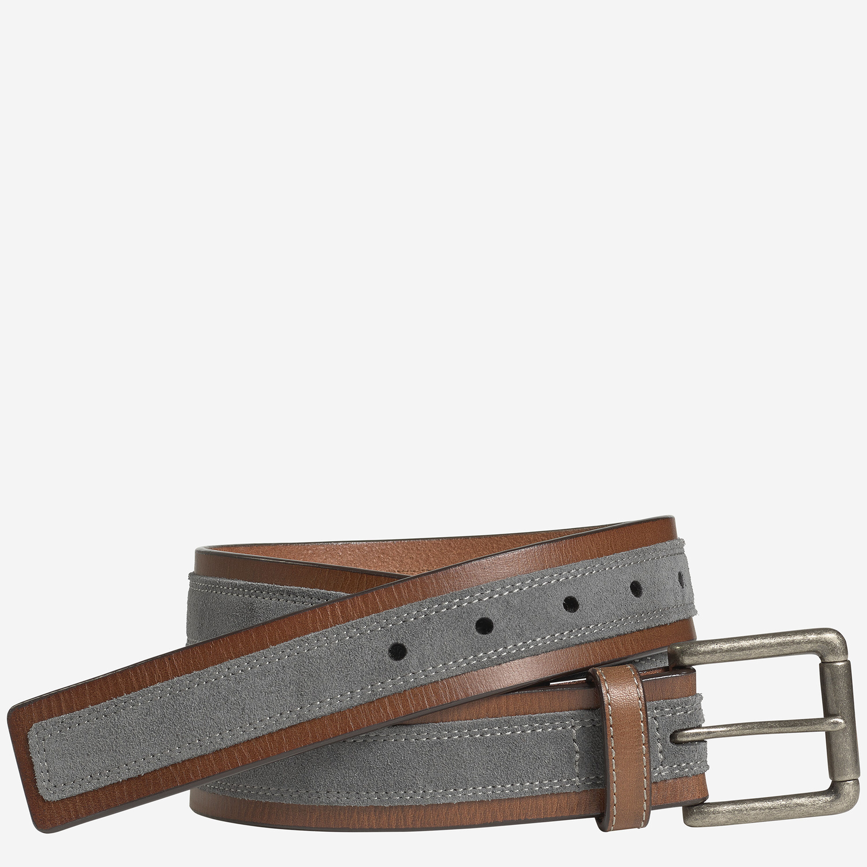 Johnston Murphy Gray Suede Chukka+Matching Belt Johnston & Murphy® Perforated Suede Belt for Men – Leather  main image 3