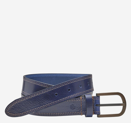 Double Contrast Stitched Belt - Navy
