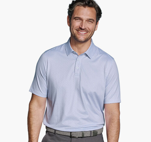 XC+&trade; Ace Performance Polo - White/Light Blue Dash Dot