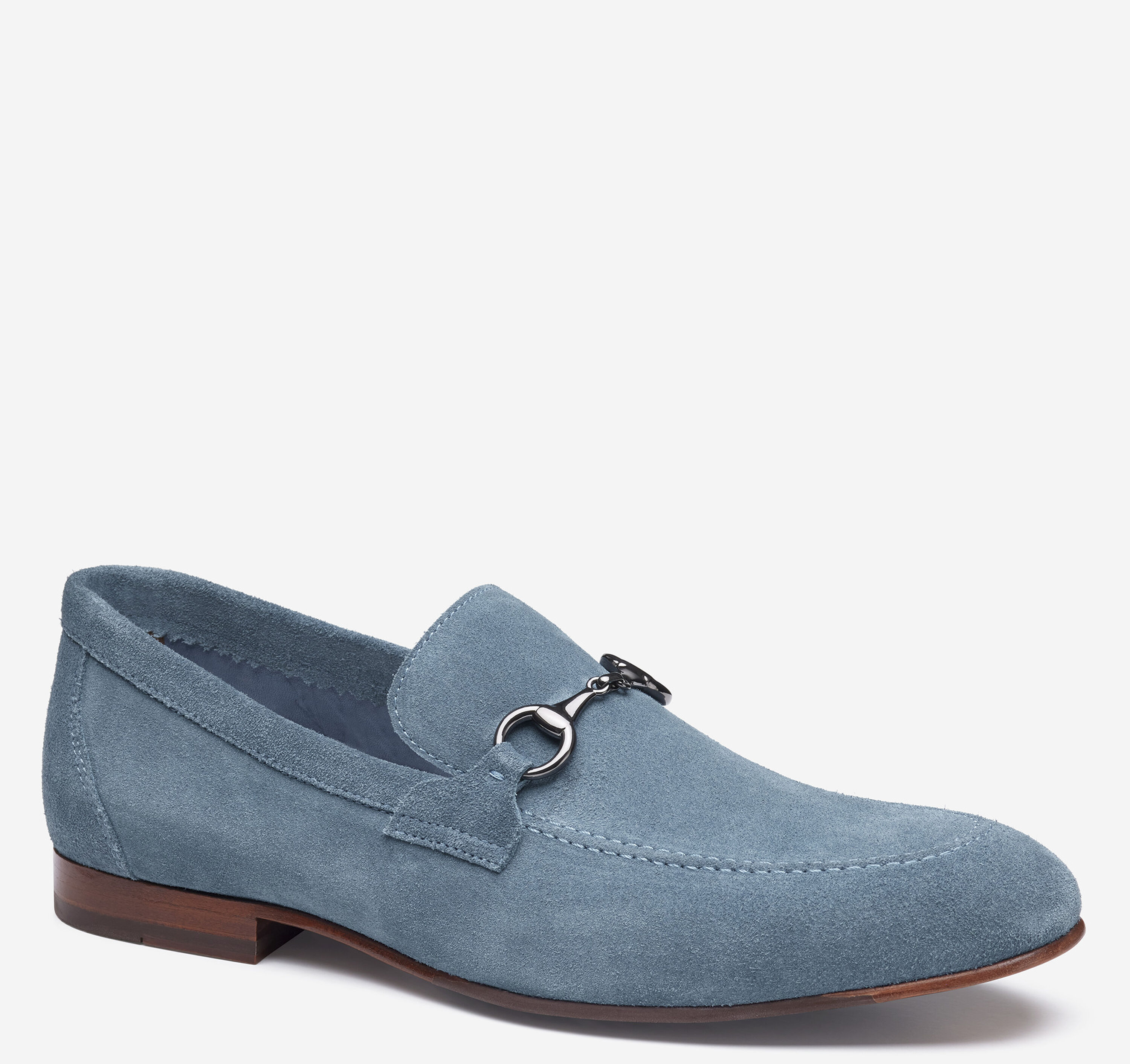 Men\'s Light Blue Slip-On Loafers with Decorative horse Bit size 8 Boardwalk White Sands Leather Horse-Bit Loafers main image 4