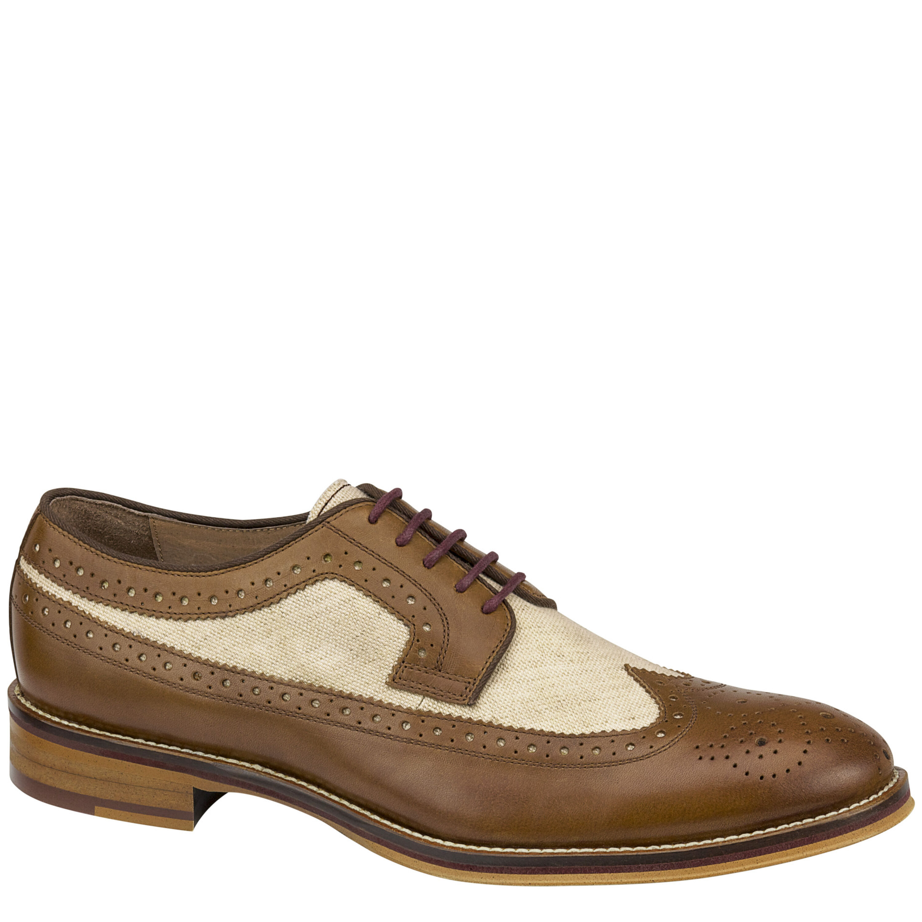 Conard's Spring Men's Conard Wingtip in Tan Calfskin/Beige Linen | Johnston & Murphy
