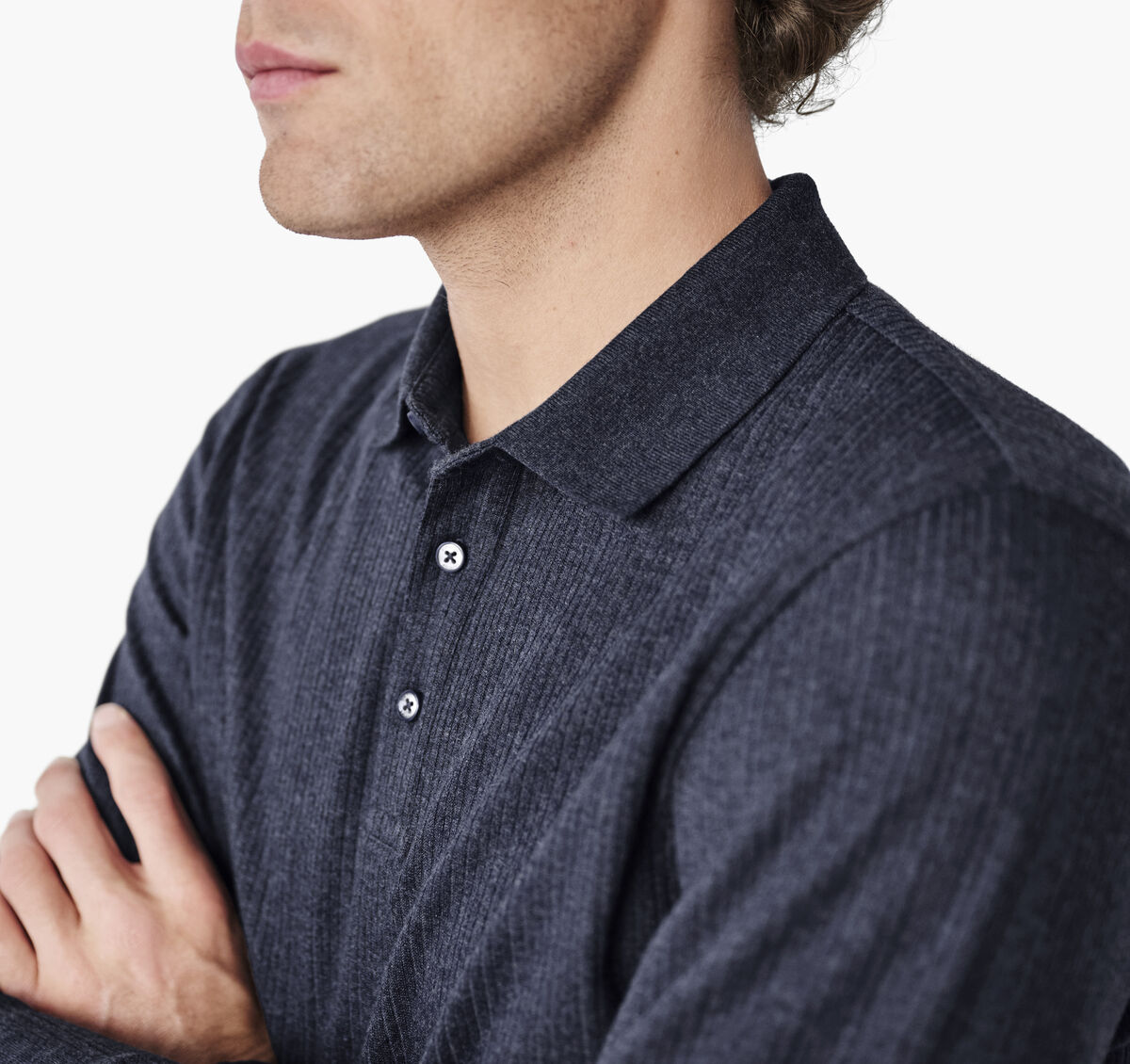 Quincy Ribbed Long-Sleeve Polo image number null