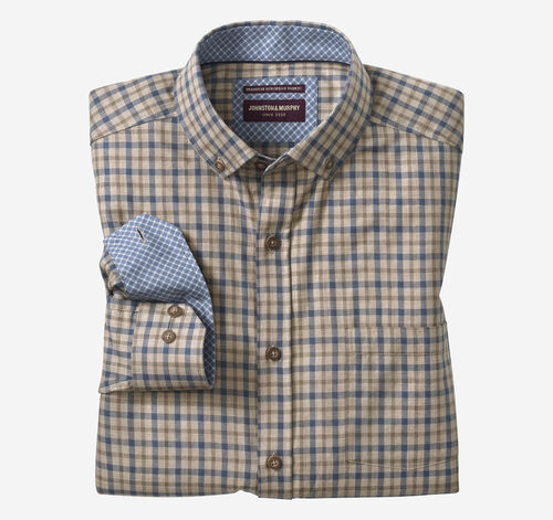 Heathered Woven Shirt - Brown Melange Two-Tone Grid