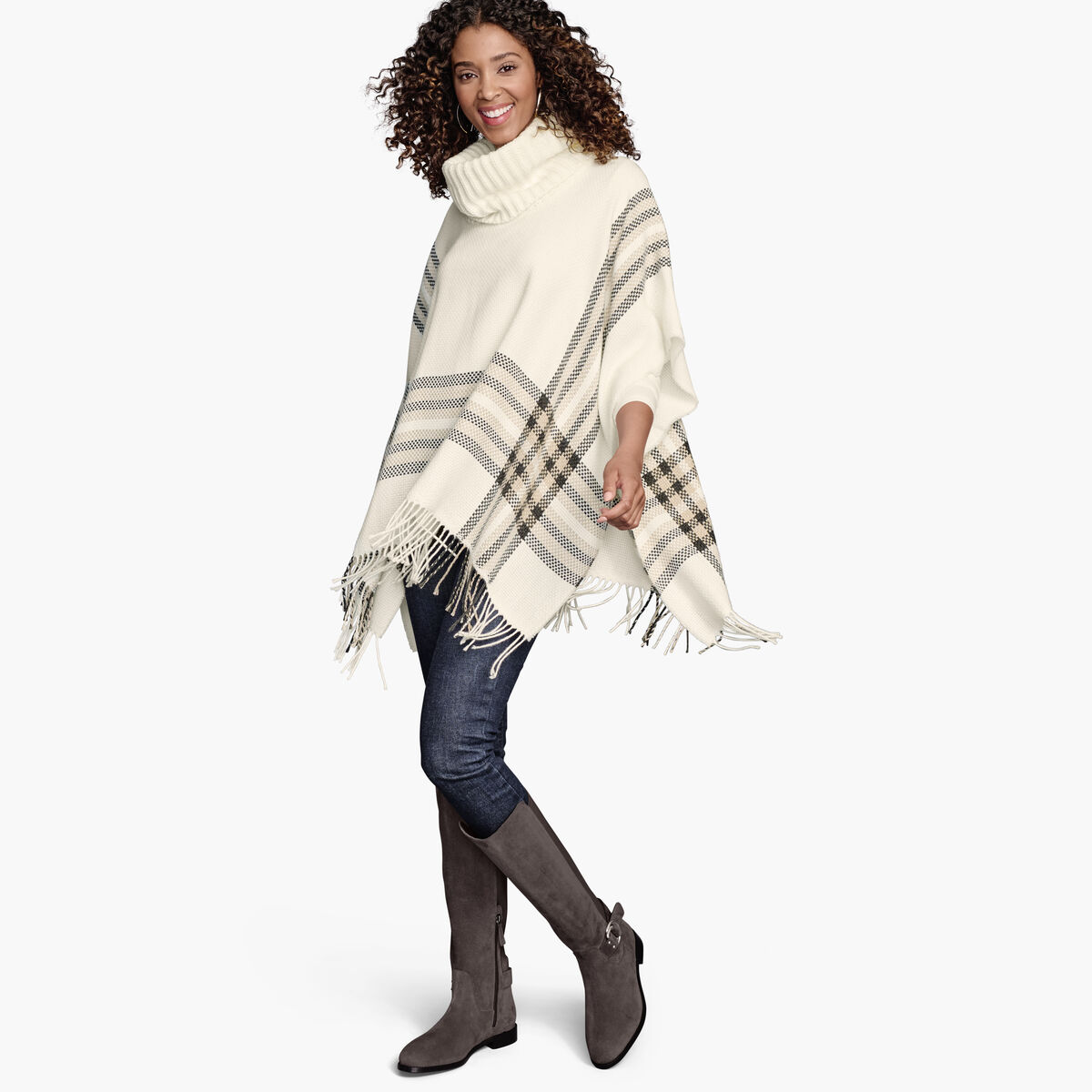 Knit-Collar Poncho image number null