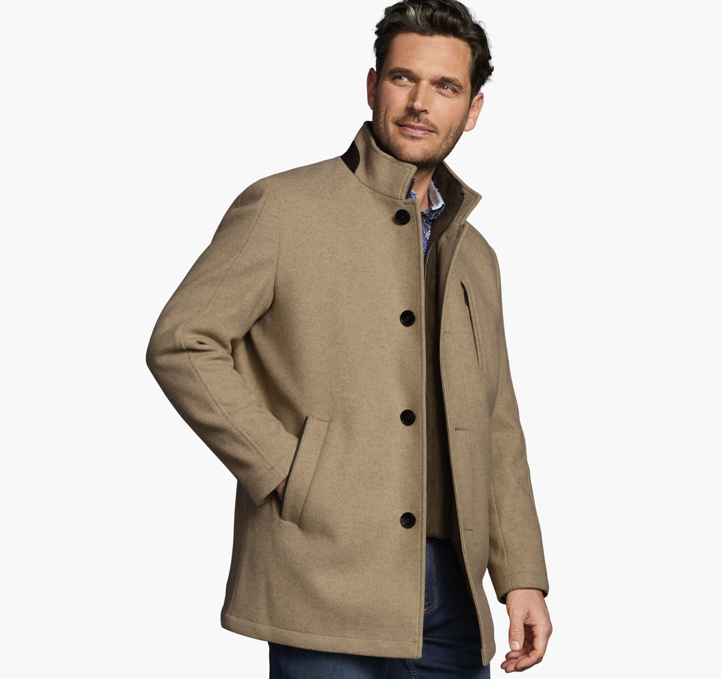 Men's Upton Car Coat in Camel | Johnston & Murphy