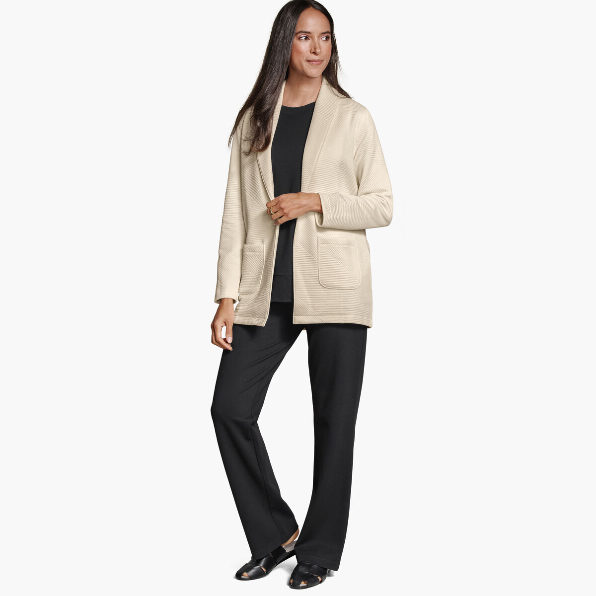 Diagonal Quilted Shawl-Collar image number null