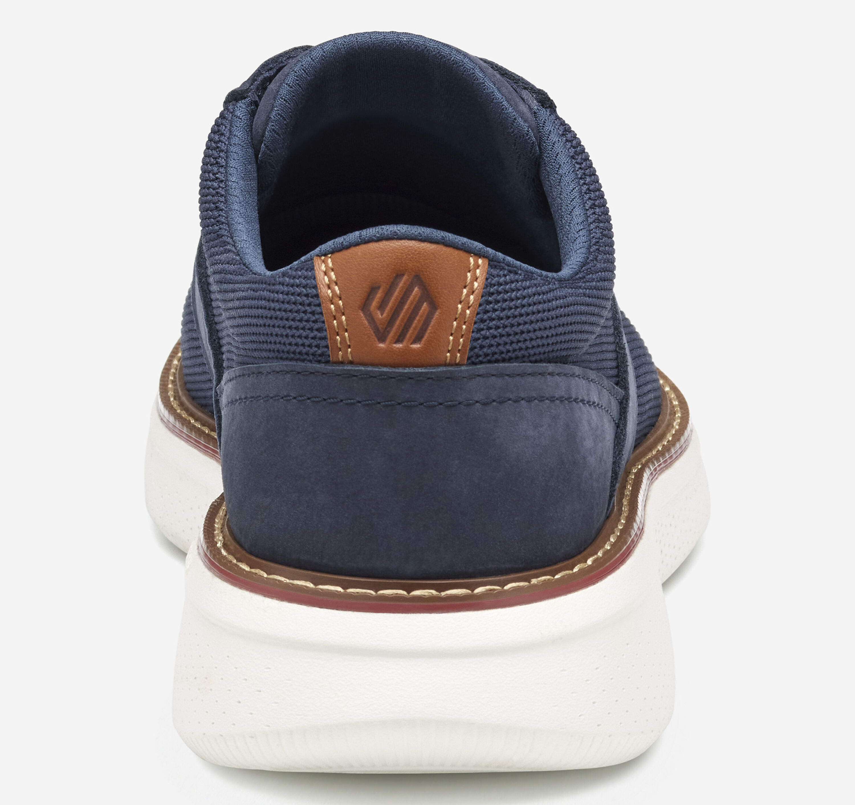 Men\'s Navy Knit Slip-On Sneakers with Leather Accents Navy Blue Slip-On Sneakers for Men main image 3
