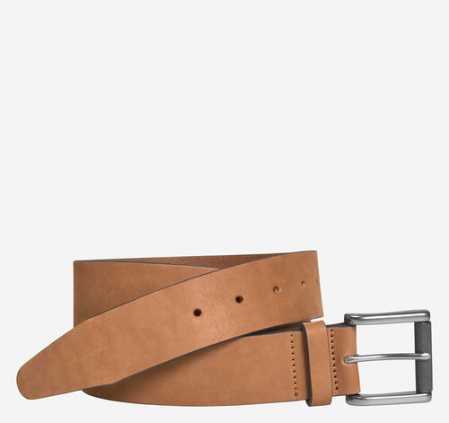 Roller Buckle Leather Belt - Tan
