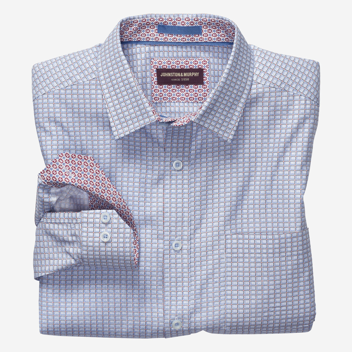 Pindot Grid Print Shirt image number null