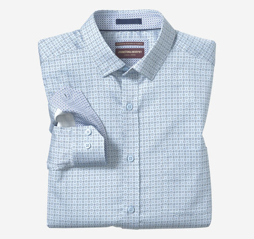 Logan Printed Long-Sleeve Shirt - Blue Geo Burst