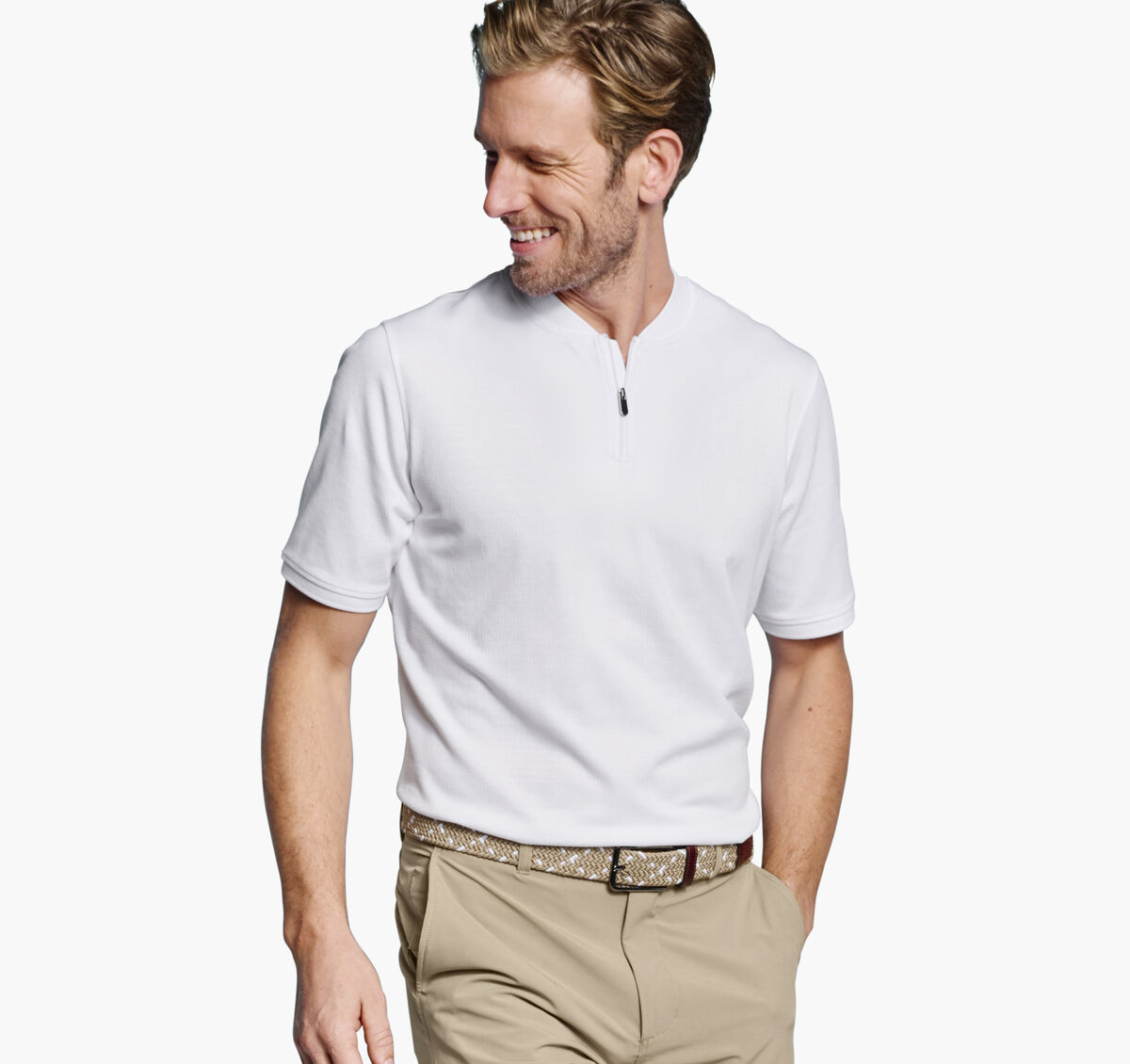 Jacquard Zip Polo image number null