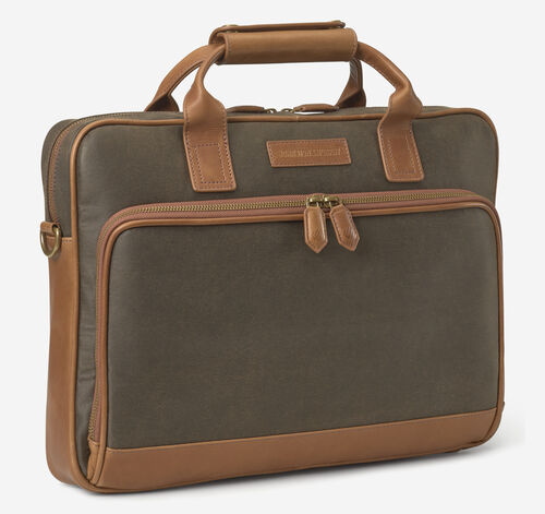 Rhodes Briefcase - Brown Antique Cotton/ Tan Full Grain