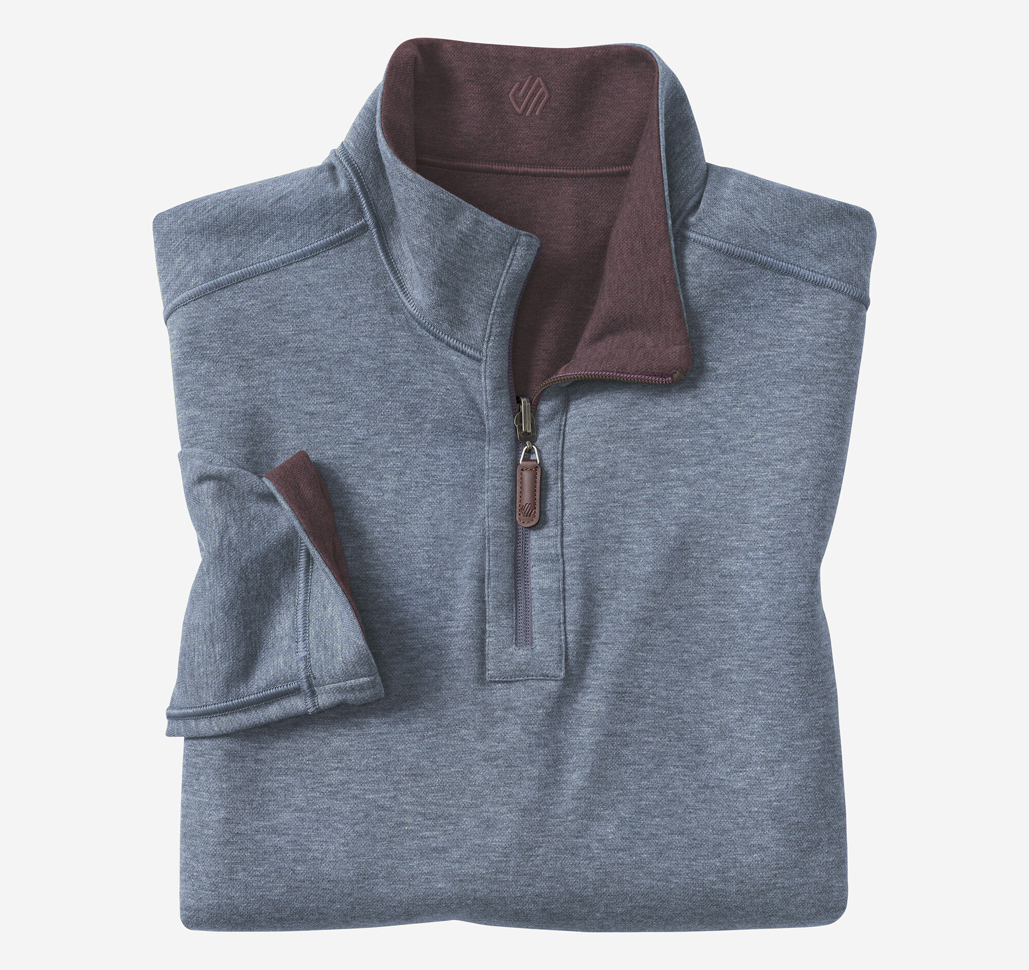 Men's Icon Reversible Solid Quarter-Zip in Burgundy/Blue