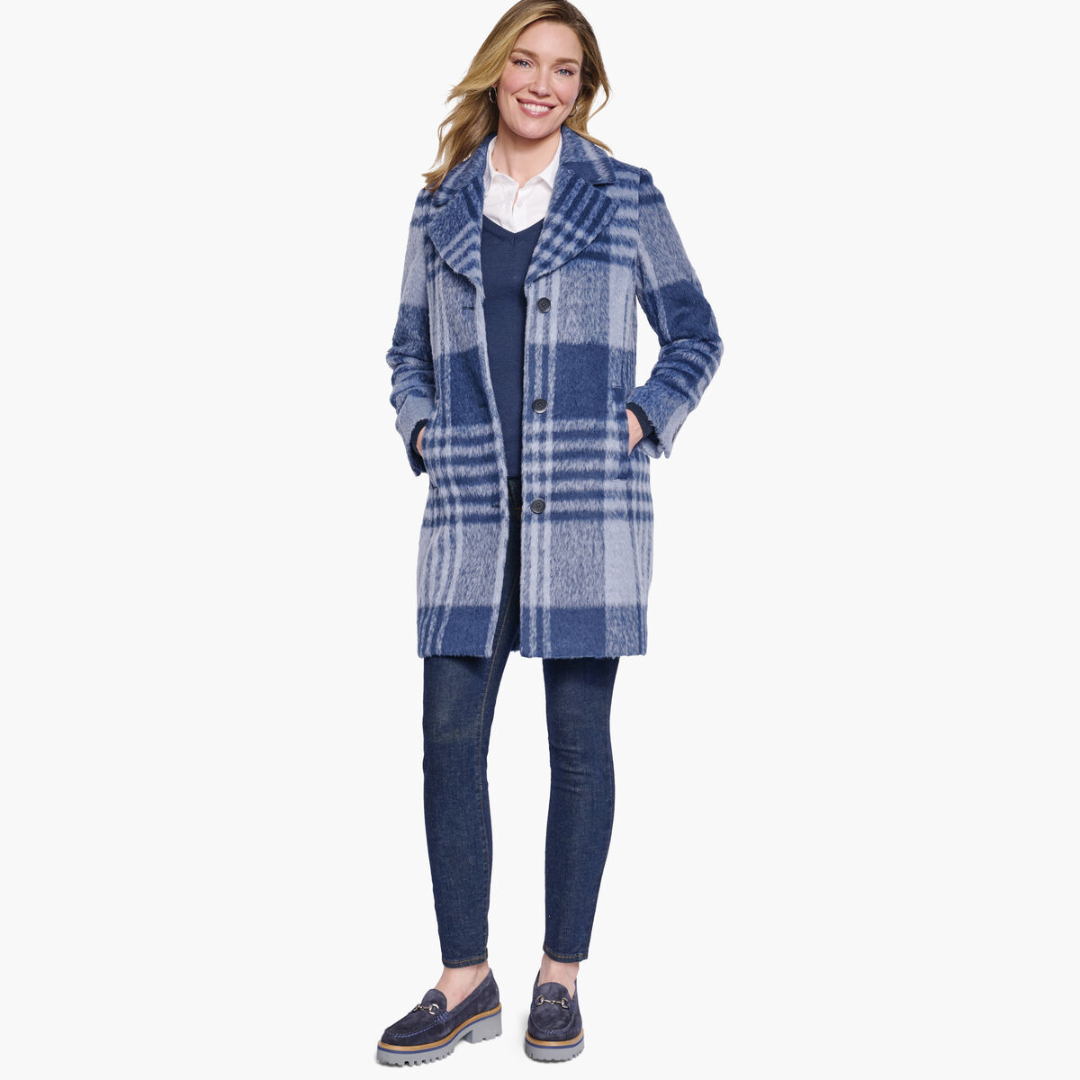 Brushed Plaid Coat image number null
